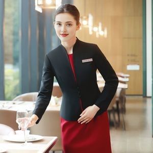 Women Professional Suit Reception Fashion Dress Short Sleeve Manager Hotel Staff Uniform